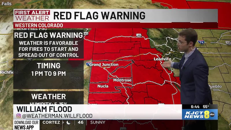 Red flag warnings are in effect this afternoon, chances for showers and thunderstorms for...