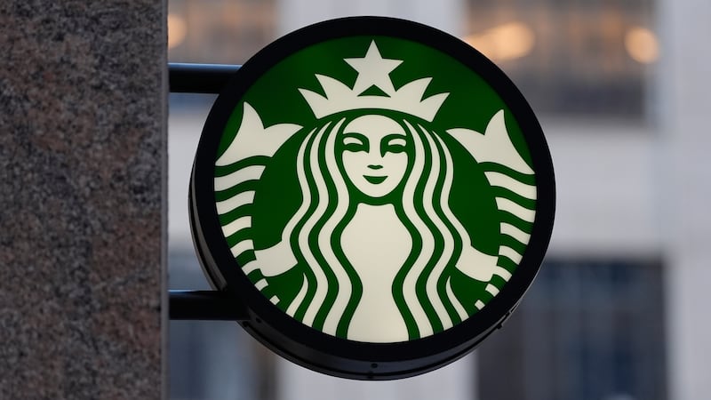 FILE - The Starbucks logo is displayed on a coffee shop, Nov. 24, 2025, in Boston.