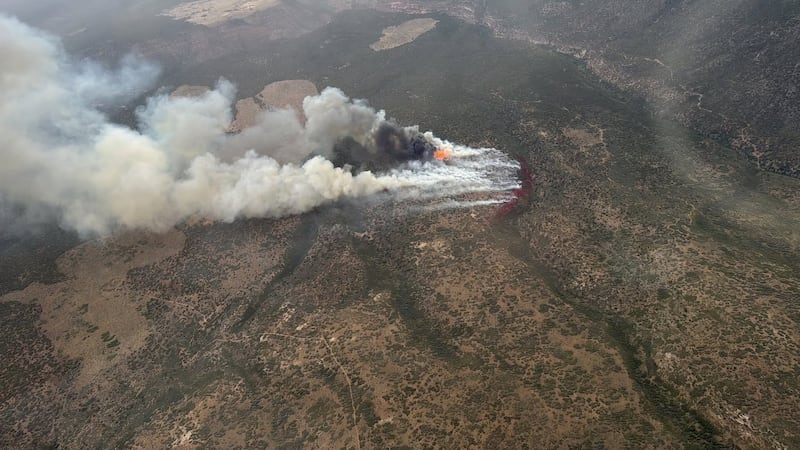 The Two Track Fire seen from above on July 16, 2026.