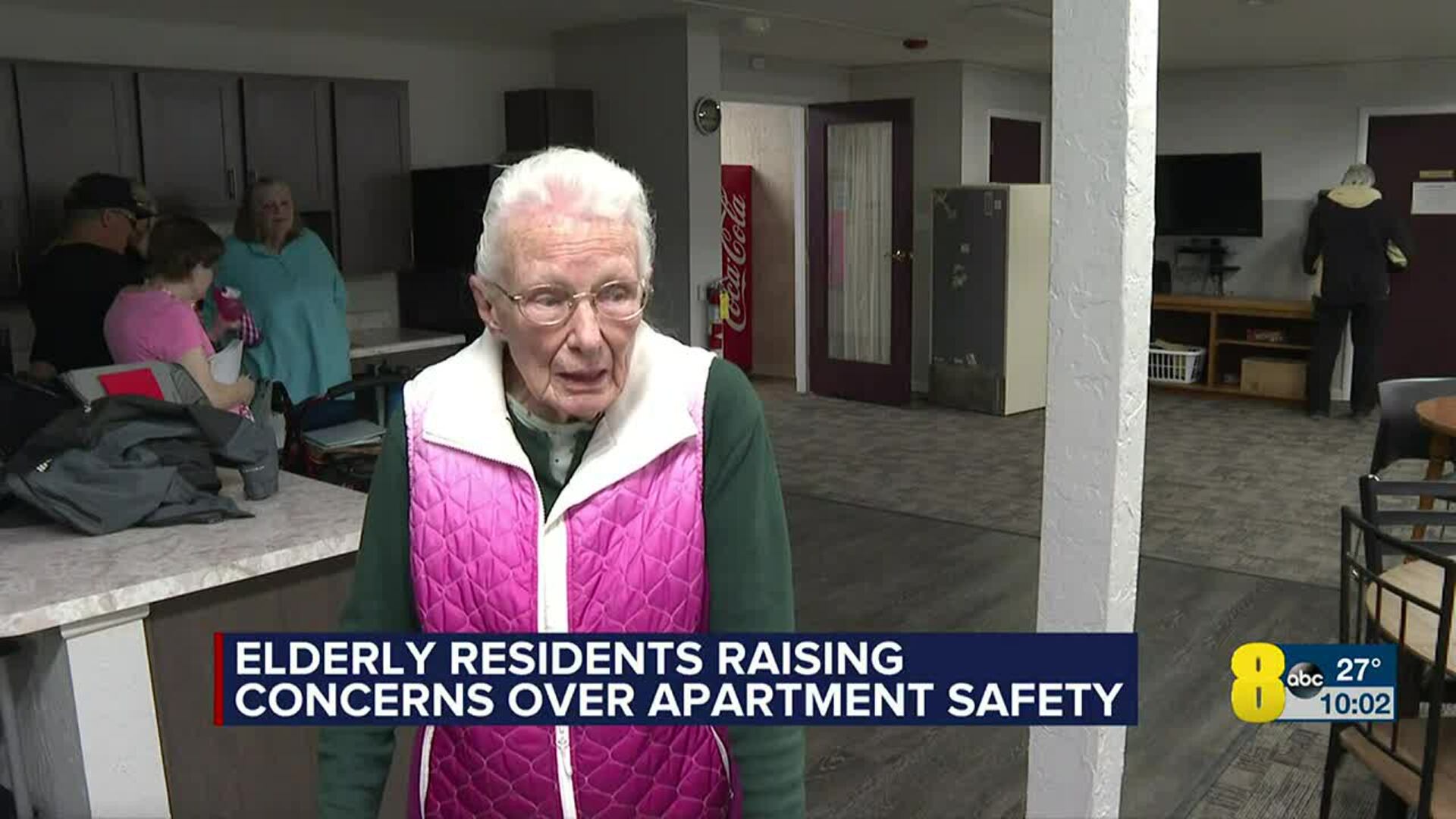 Residents at San Juan Apartments senior living community voicing