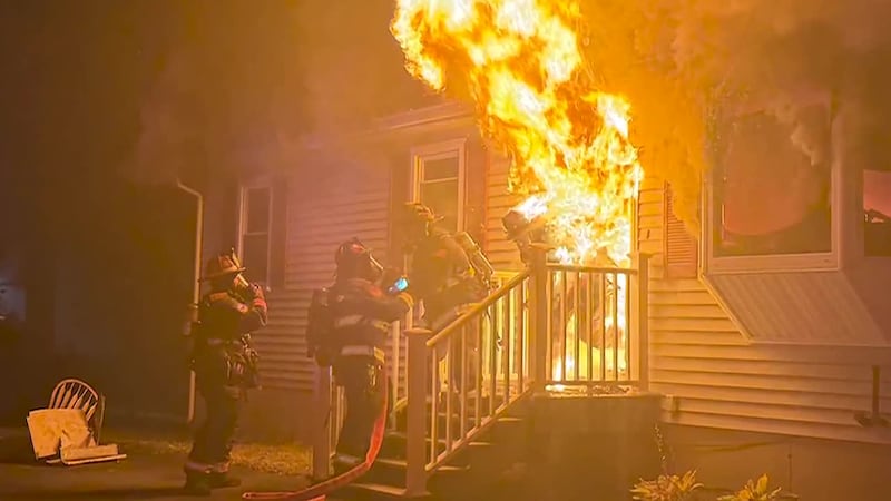 A firefighter suffered a broken leg and minor burns after a flashover engulfed him in flames.